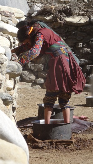 Young ladies doing the laundry in Chharka